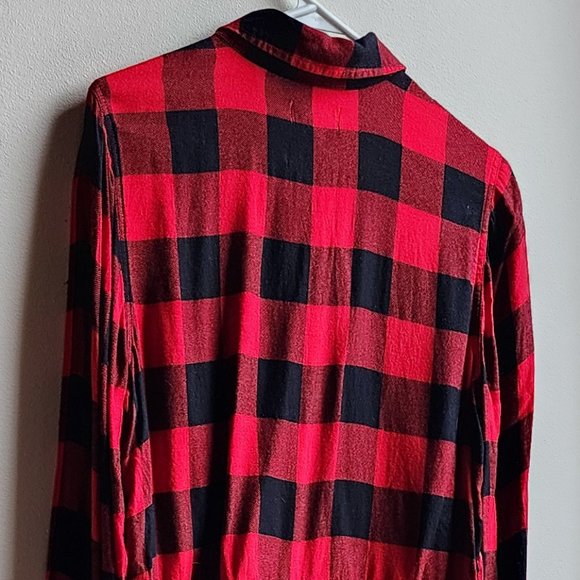 Lucky Brand Red/Black Plaid Brushed Flannel Button Down Shirt Size Small - Picture 11 of 16